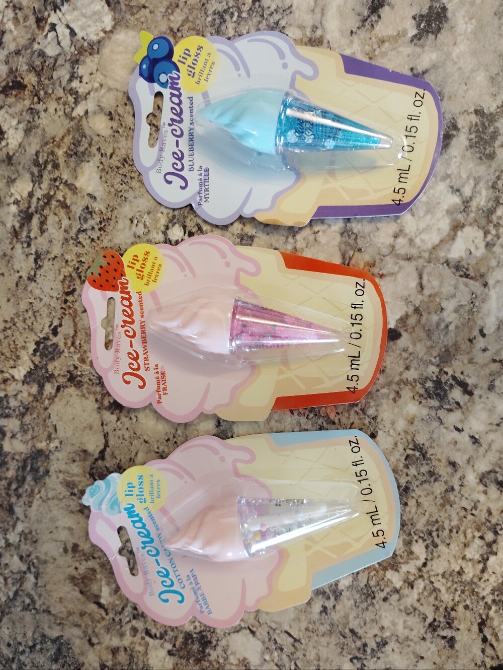 Ice-Cream Lip Gloss Trio - Pink, Blue, Peach - Unbranded